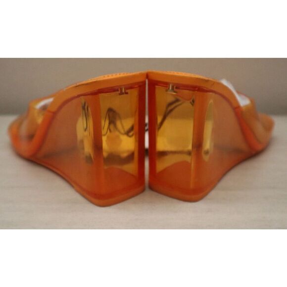 Bershka Women's Sz 9 Bright Orange Clear Detail  Square Toe Wedge Mules - Picture 11 of 12